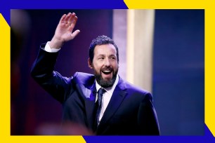 Adam Sandler waves to the crowd at his Mark Twain Award ceremony.