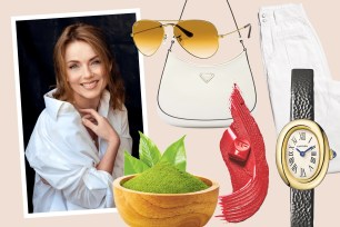 Geri Halliwell side by side products she styles herself with.