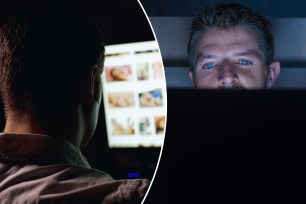 Man browsing porn site late at night.