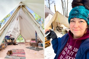 New York mom Christine Blue, 41 has saved nearly $50,000 by quitting her job and living into a tent full-time with her son -- which she claims has made her happier than ever.