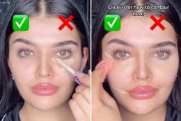 Ghazal Wahidy, 29, a beauty influencer from Alberta, Canada, demonstrating how to properly create a fake facelift with makeup. 